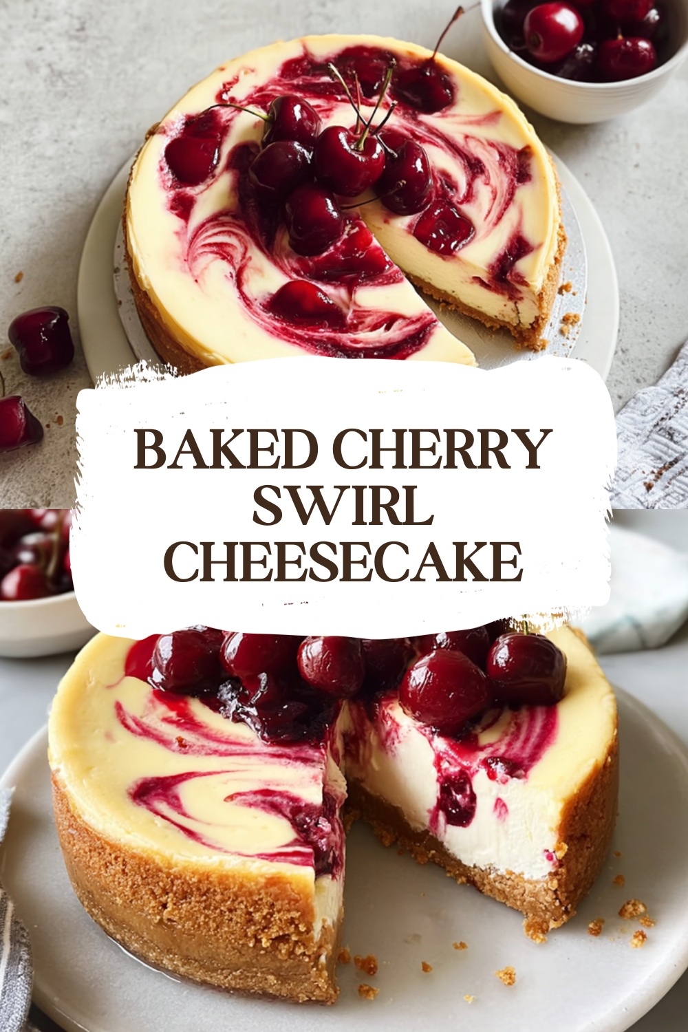 Baked Cherry Swirl Cheesecake