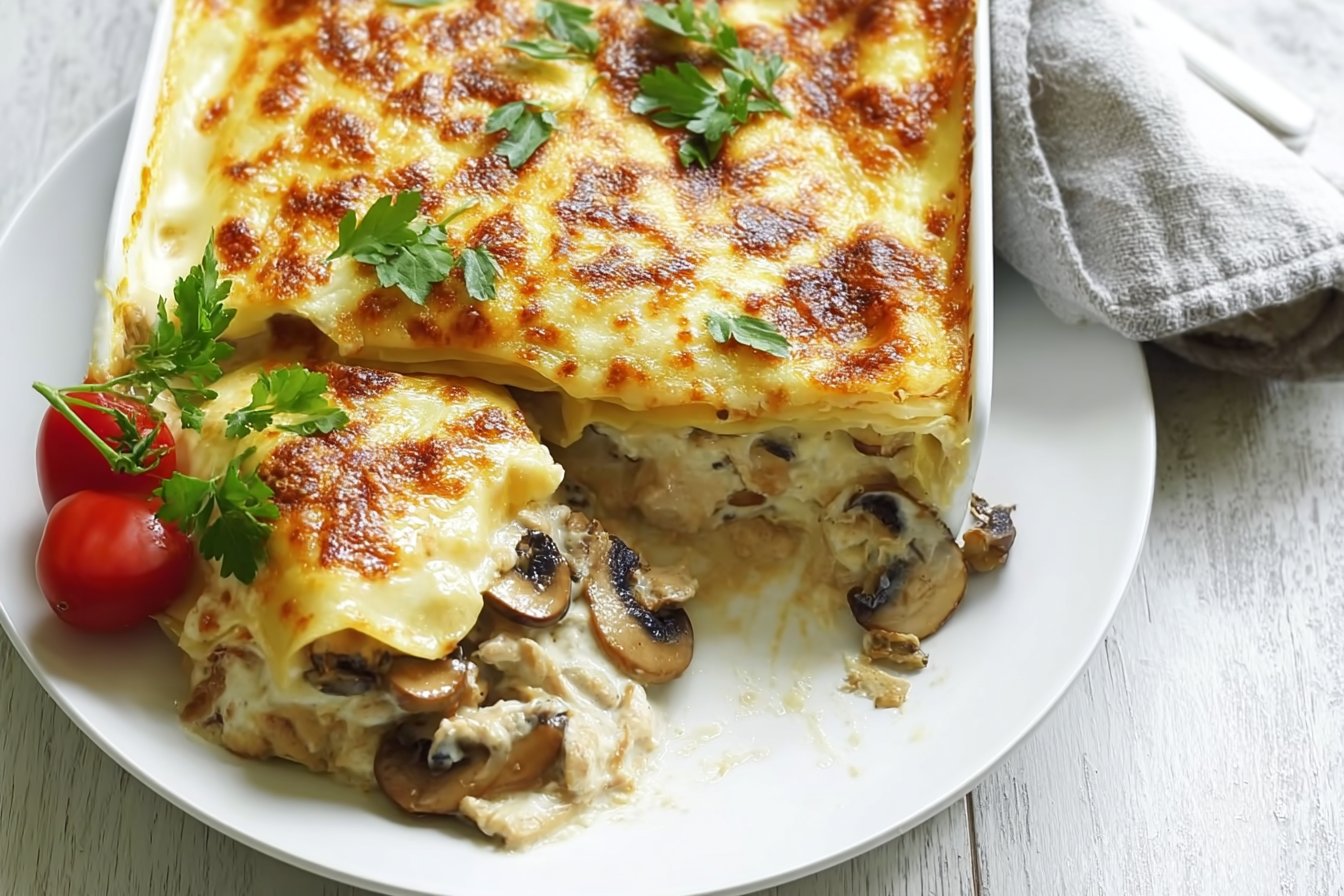 Chicken And Mushroom Crepe Bake