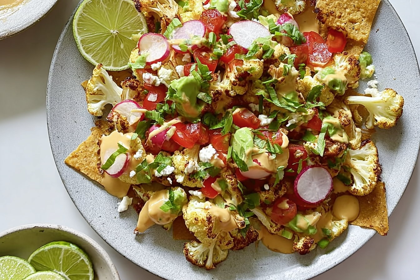 Chilli Lime Roasted Cauliflower Nachos