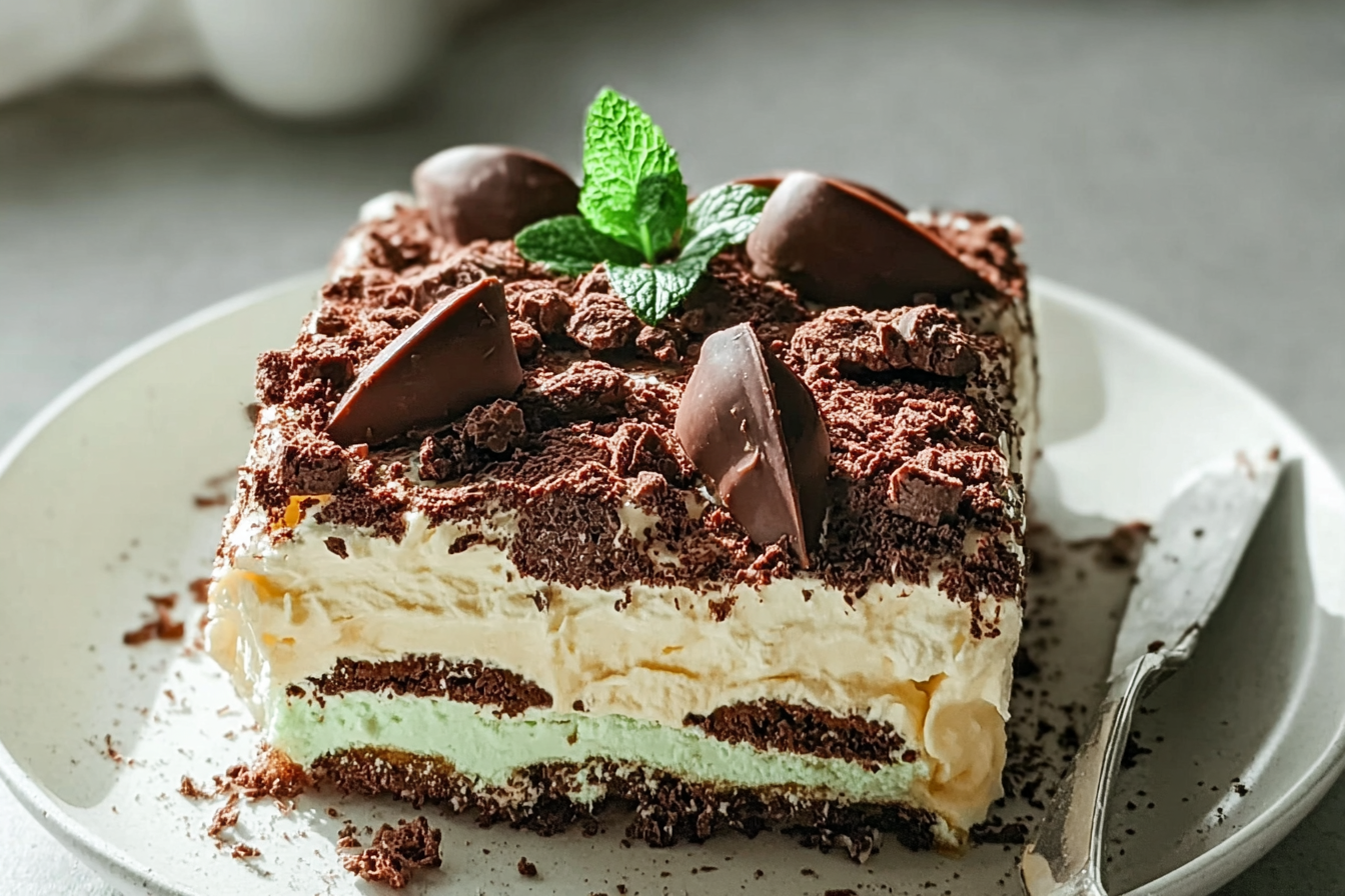Choc Mint Crackle Cheesecake Lasagne