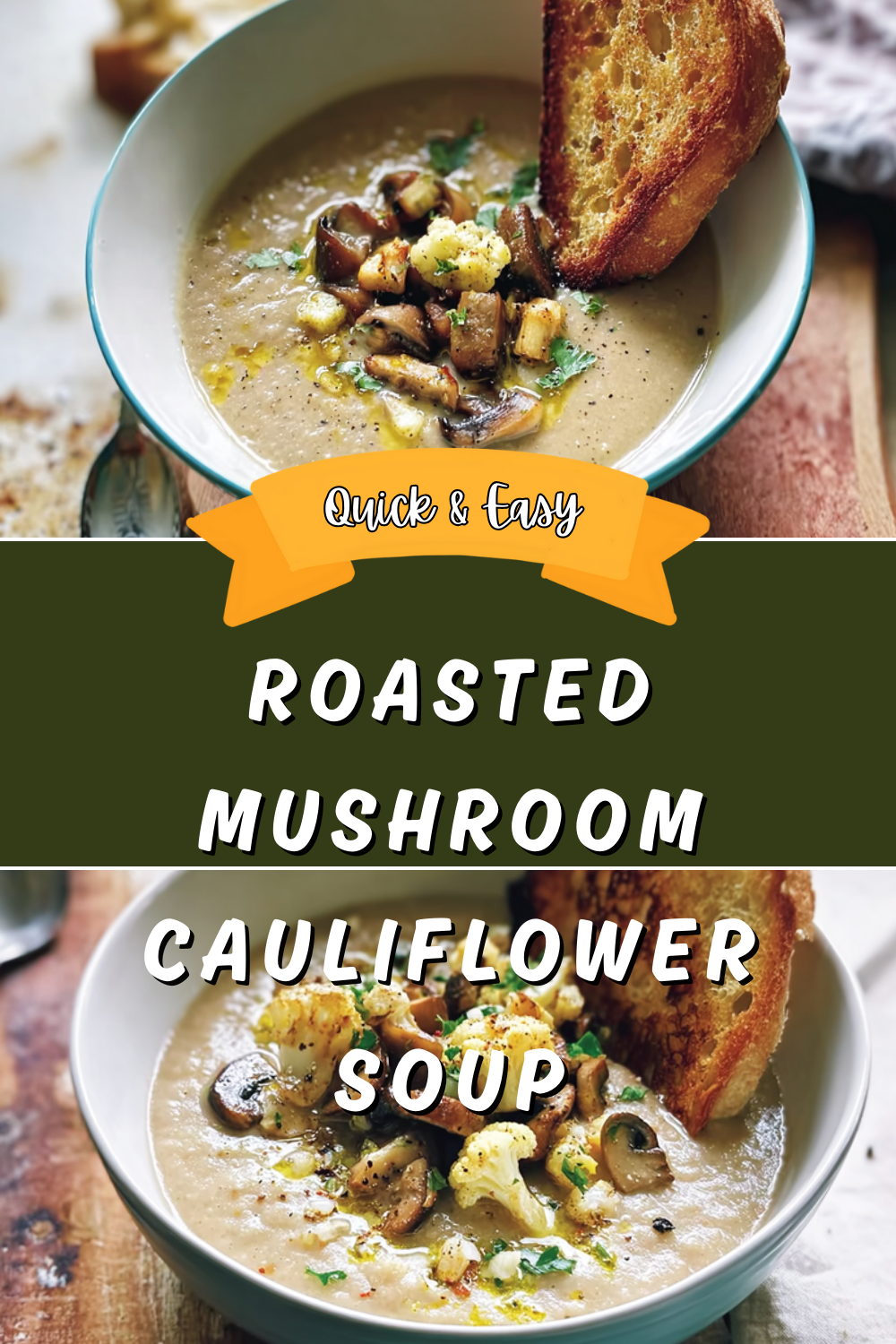 Roasted Mushroom Cauliflower Soup
