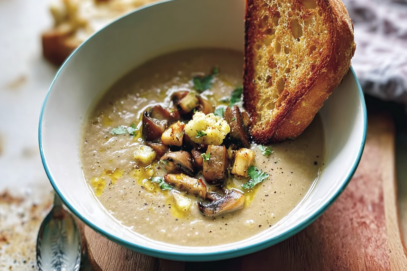 Roasted Mushroom Cauliflower Soup