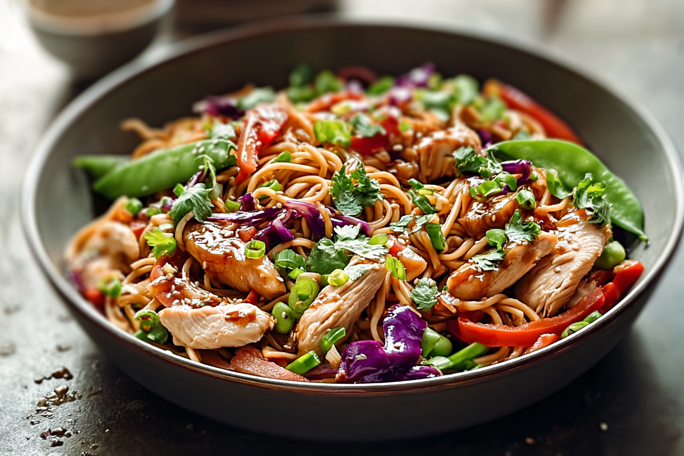 Slow Cooker Hoisin Garlic Chicken Noodle Salad