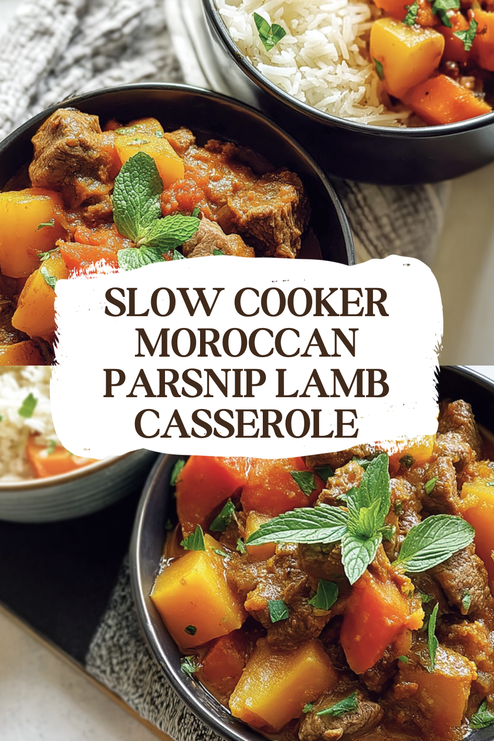 Slow Cooker Moroccan Parsnip Lamb Casserole