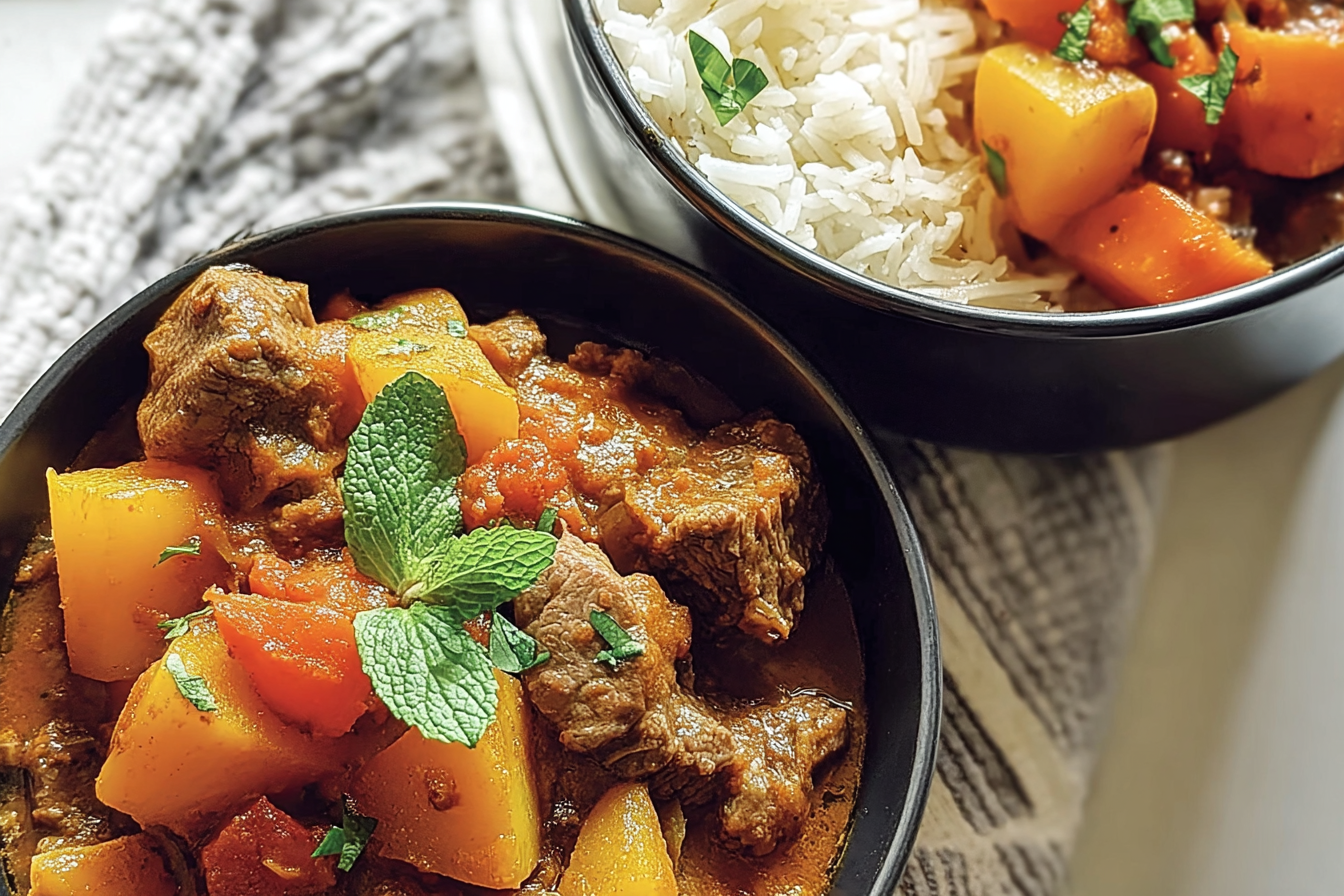 Slow Cooker Moroccan Parsnip Lamb Casserole