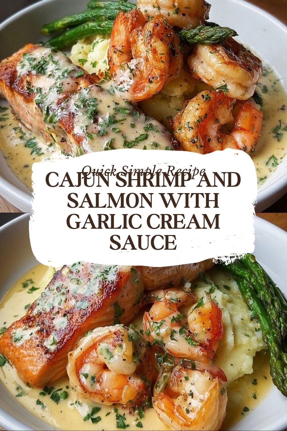 Cajun Shrimp And Salmon With Garlic Cream Sauce
