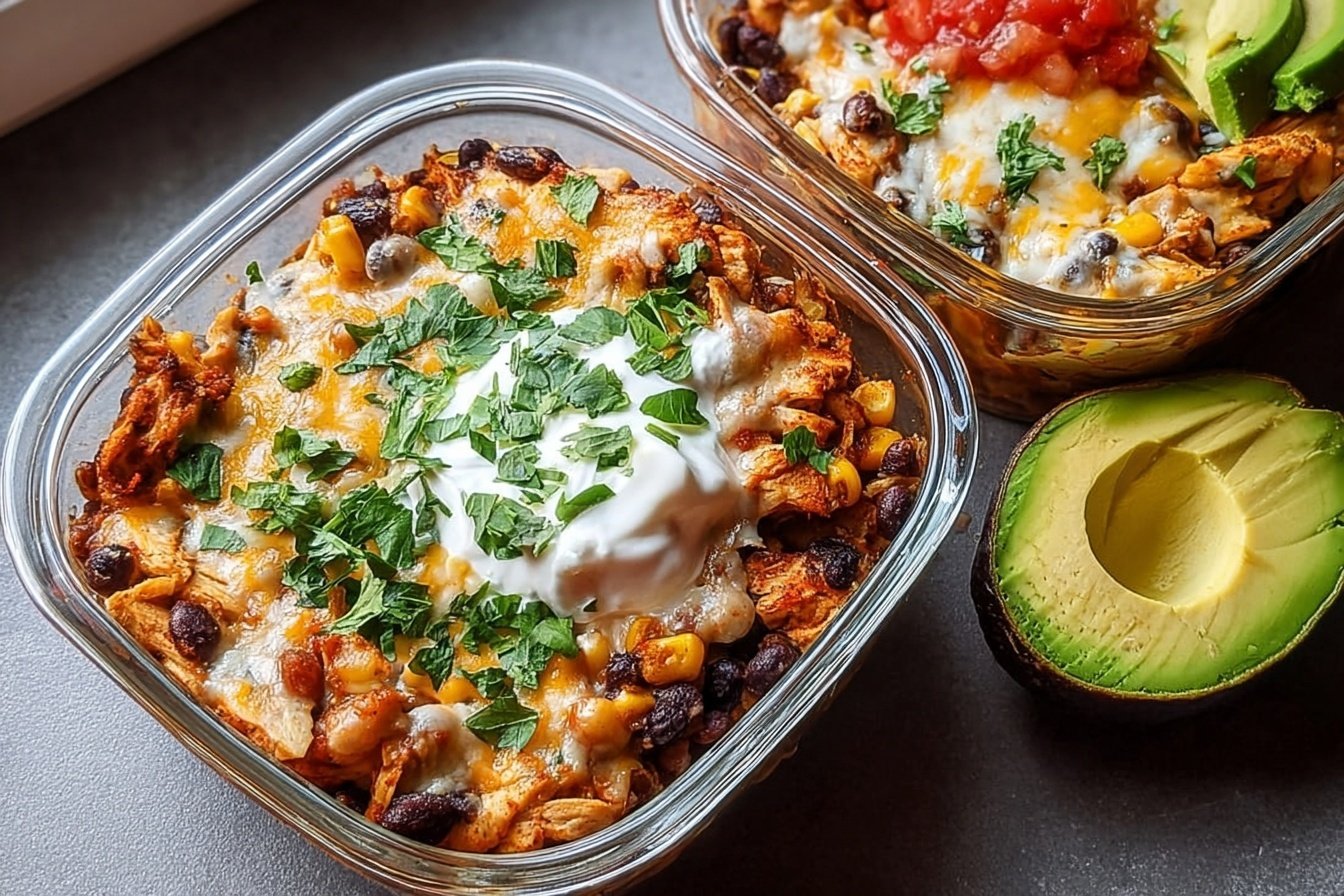 High Protein Chicken Cottage Cheese Enchilada Bowls