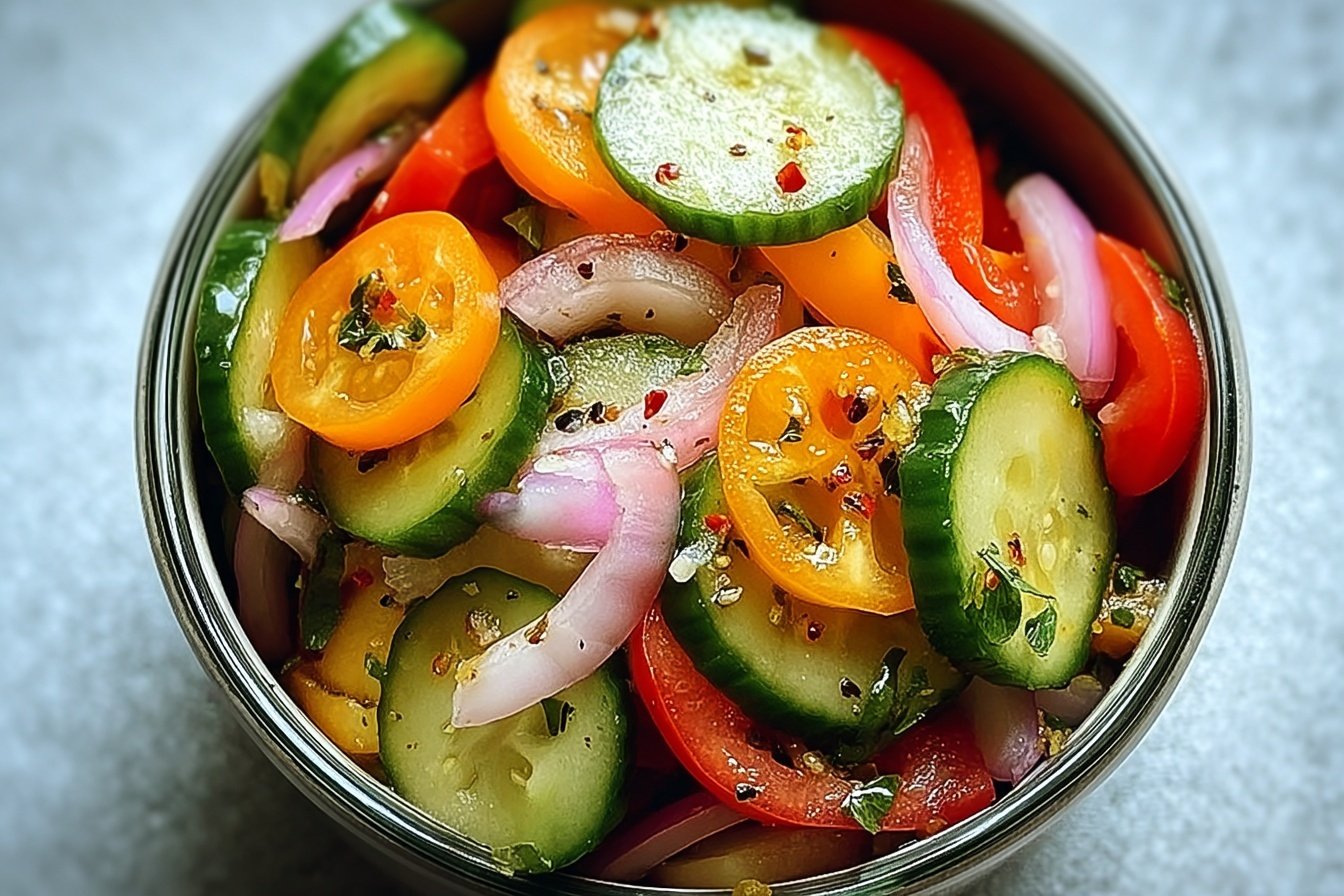 Pickled Cucumber, Onion, And Bell Pepper Salad