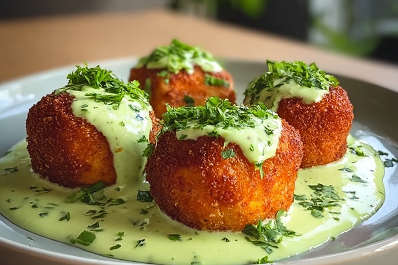 Salmon Balls With Creamy Avocado Sauce