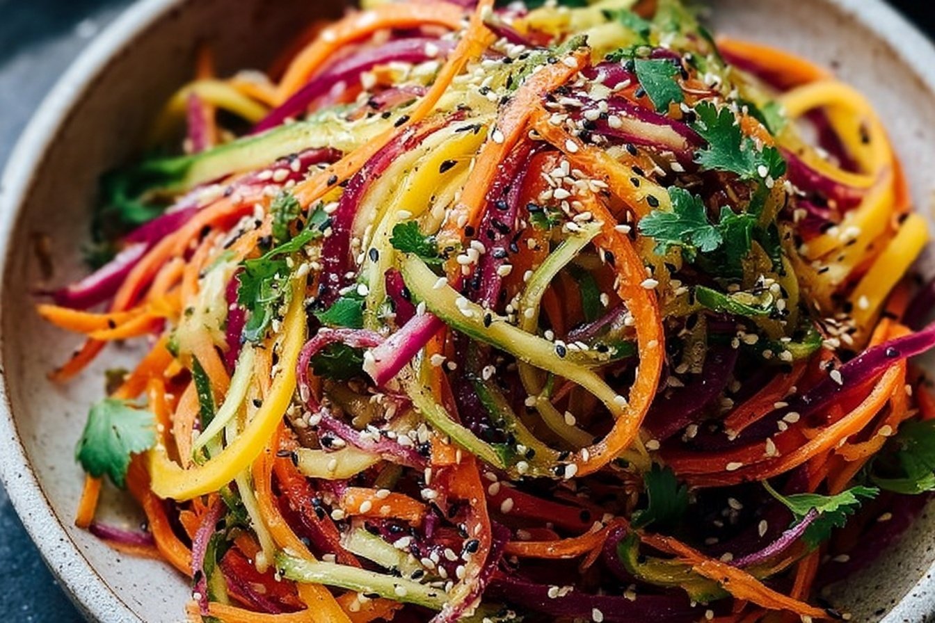 Shaved Rainbow Carrot Sesame Salad