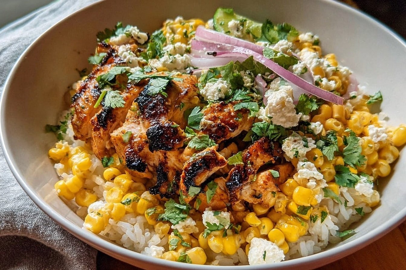 Street Corn Chicken Rice Bowl