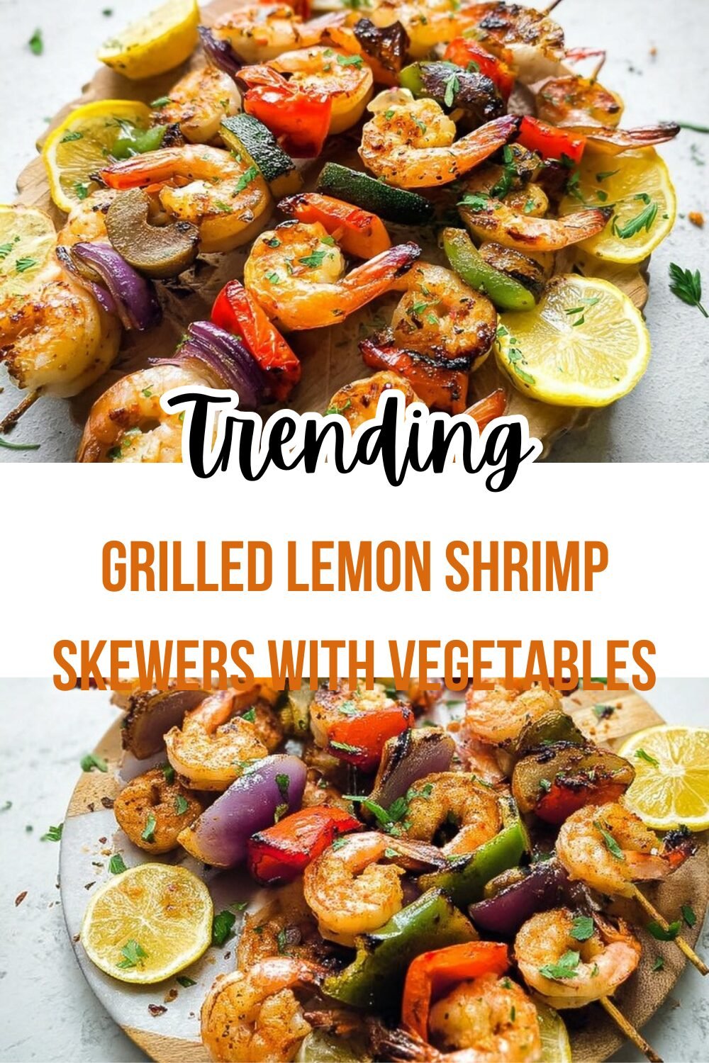 Grilled Lemon Shrimp Skewers With Vegetables