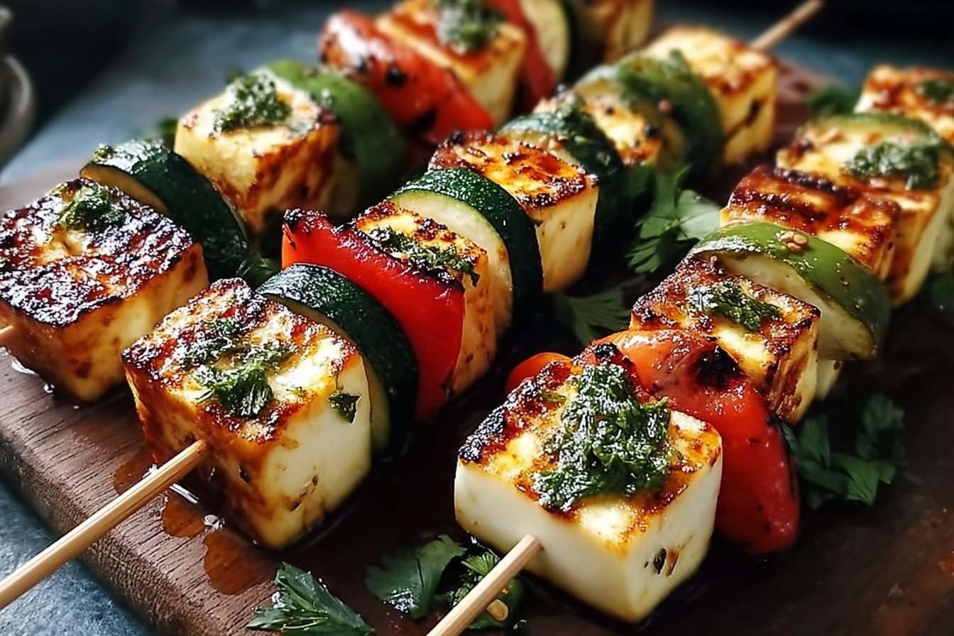 Halloumi Gemüse Spieße Vom Grill
