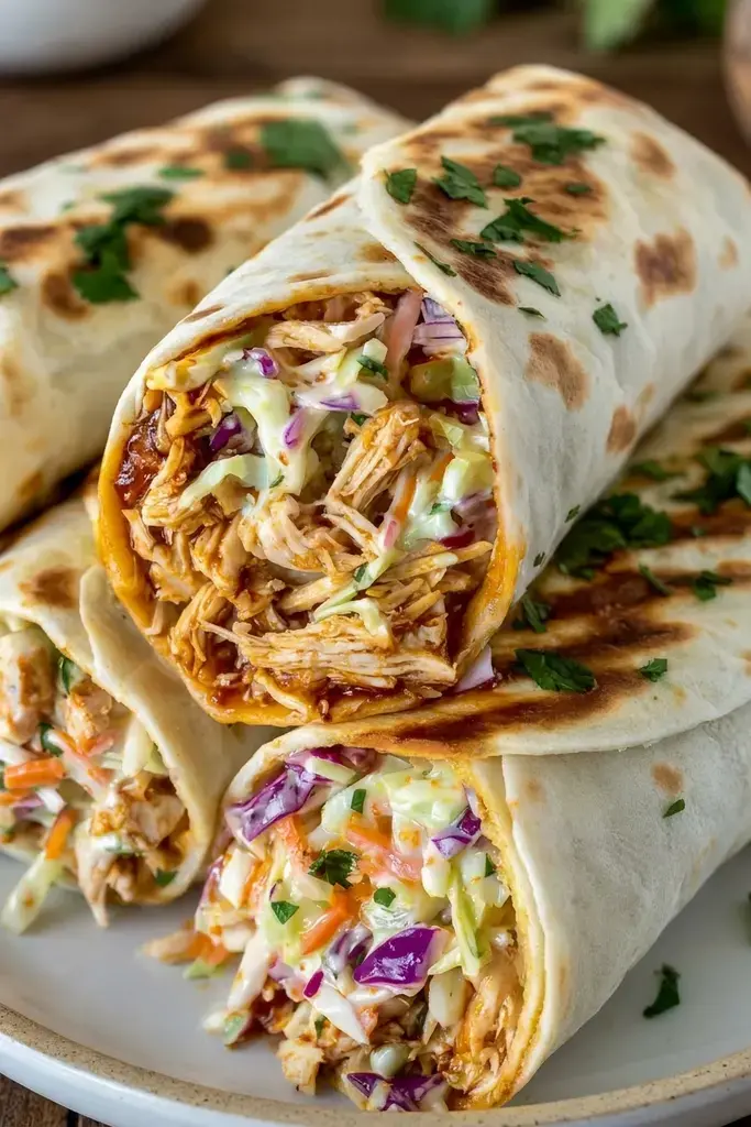 KEY INGREDIENTS IN BBQ CHICKEN COLESLAW WRAPS