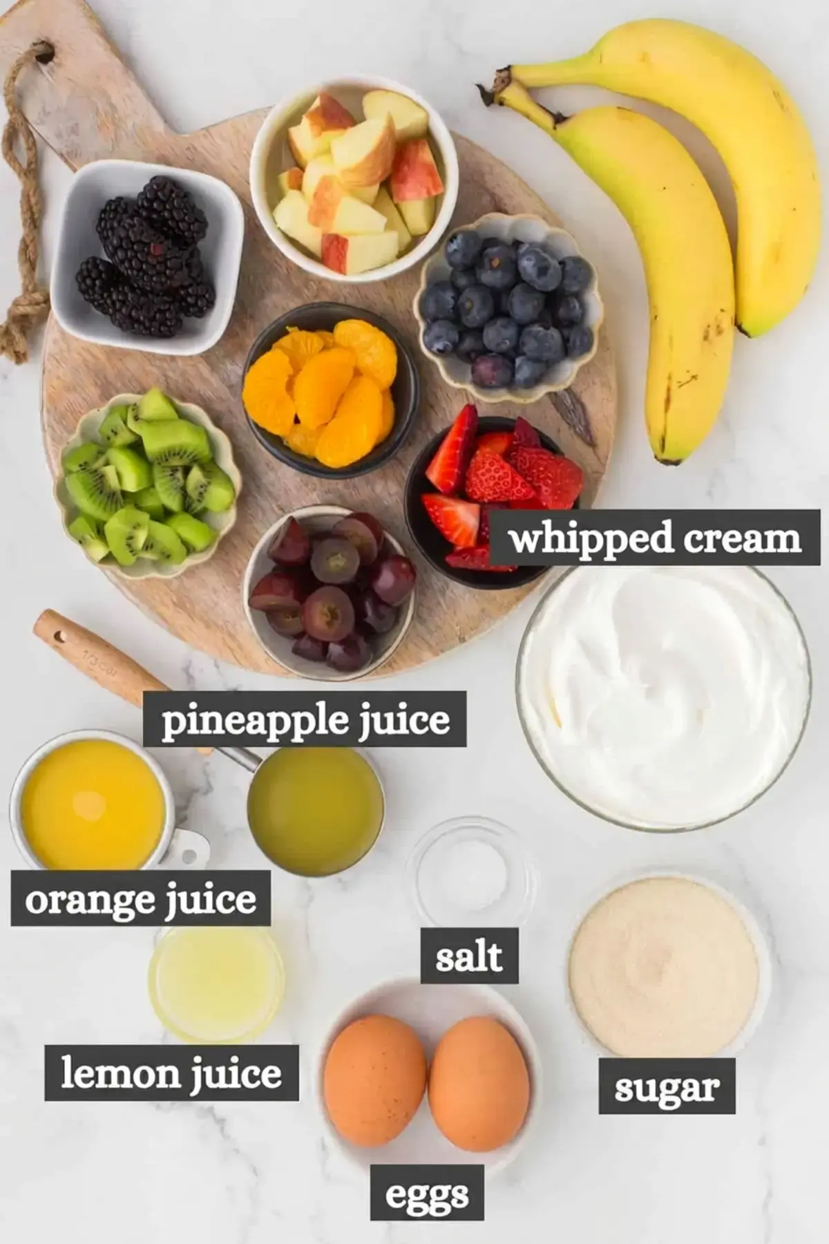 Ingredients for Creamy Fruit Salad Dressing