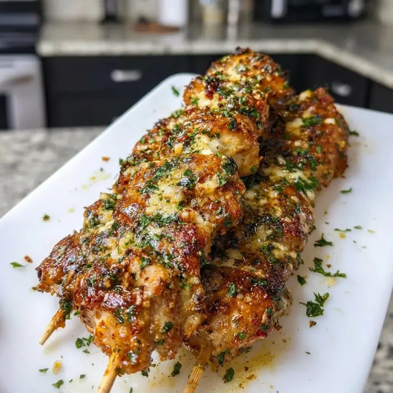 Easy Garlic Parmesan Chicken Skewers