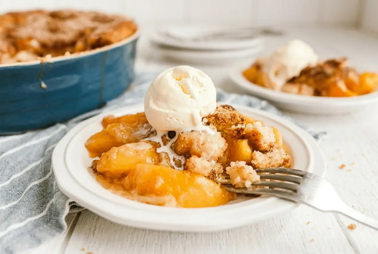 Easy Peach Cobbler Recipe: Juicy Peaches, Buttery Crust, and Pure Comfort 6 Ingredients That Make This Peach Cobbler Special