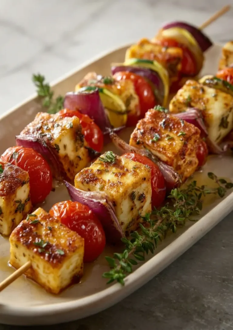 Greek Lemon And Oregano Halloumi Skewers