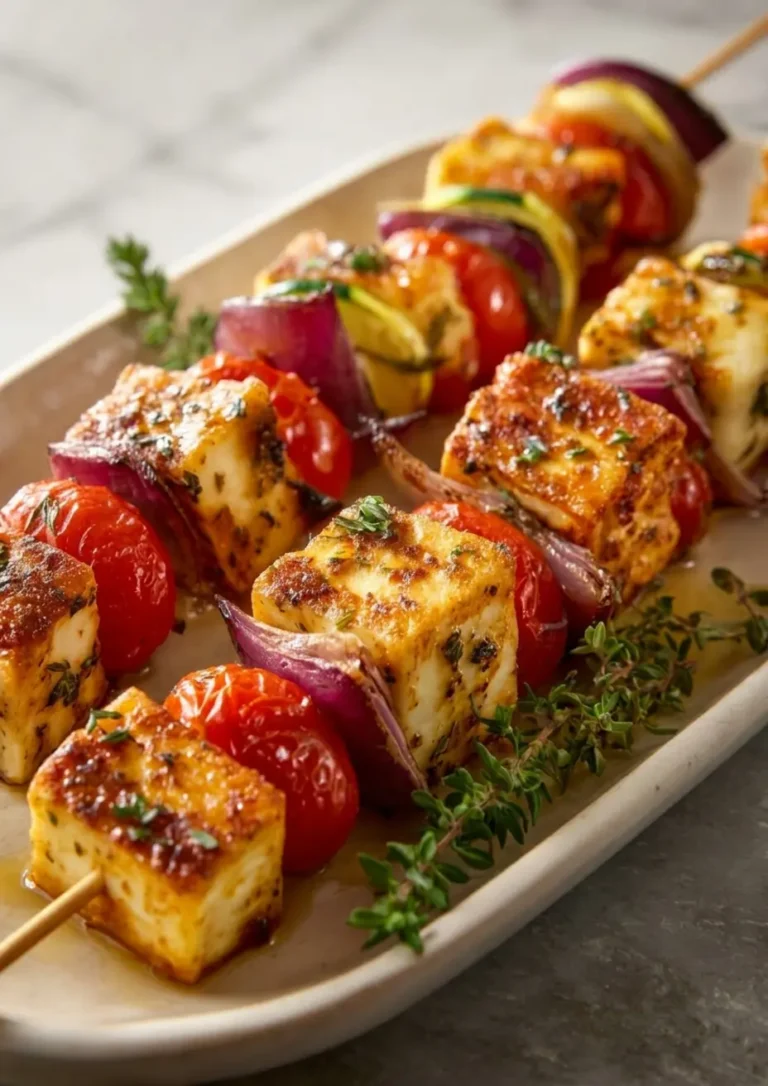 Greek Lemon And Oregano Halloumi Skewers
