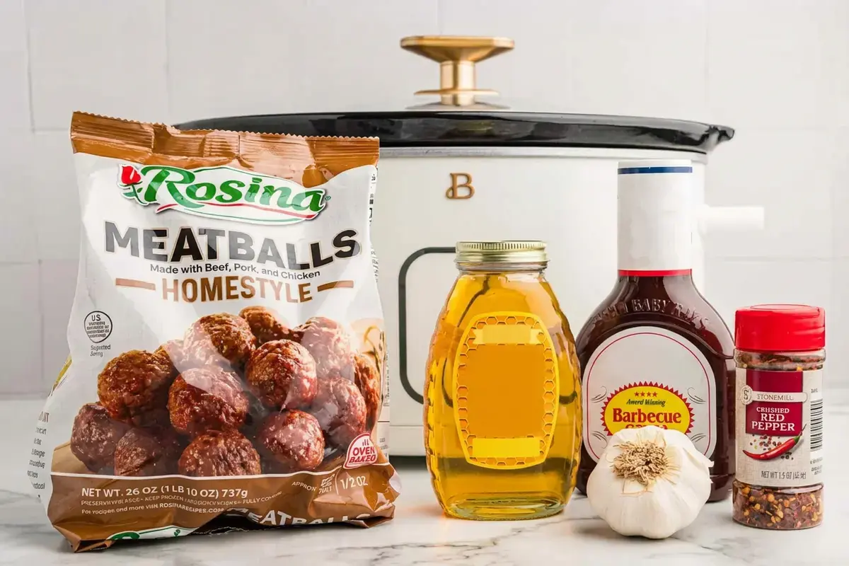 Ingredients for Honey BBQ Crockpot Meatballs