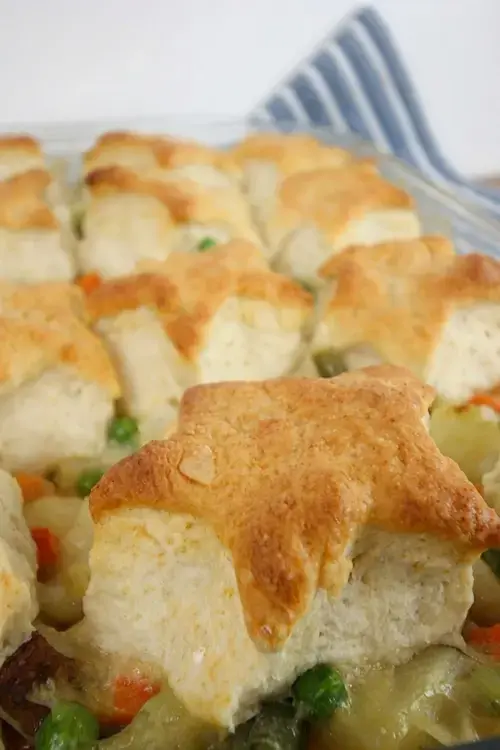 Assembling the Veggie Pot Pie With Biscuit Topping