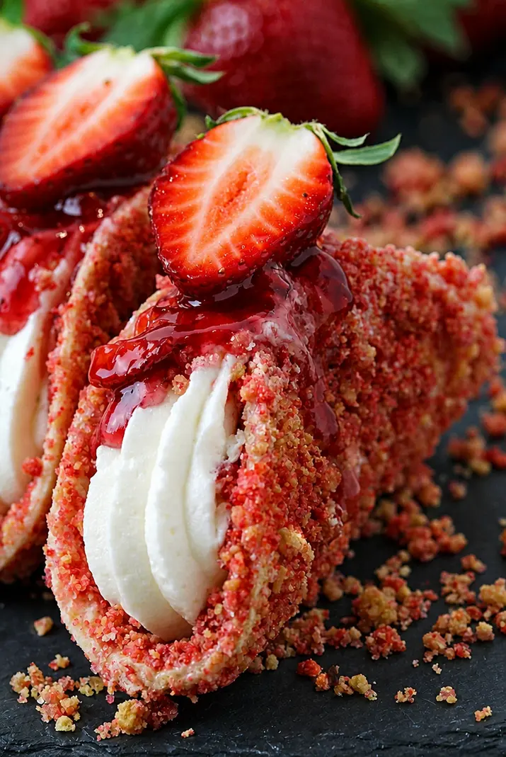 Strawberry Crunch Cheesecake Tacos