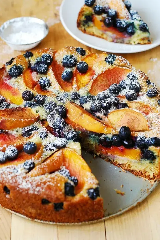 5. Peach and Blueberry Greek Yogurt Cake