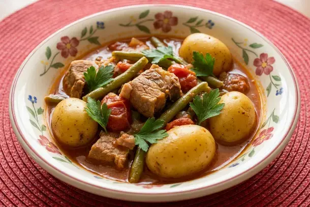 Hearty Green Bean Stew with Pork and Potatoes