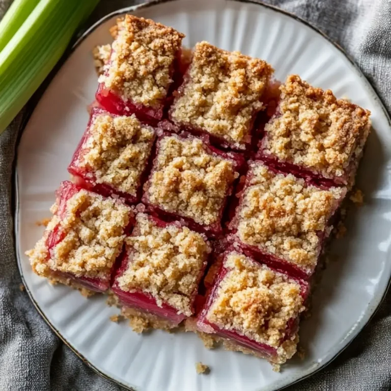 Amish Oatmeal Rhubarb Bars With Crumb Topping for Spring Dessert 6 Amish Oatmeal Rhubarb Bars With Crumb Topping