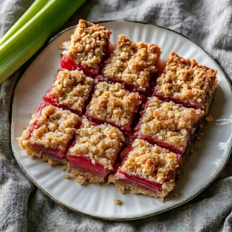 Amish Oatmeal Rhubarb Bars With Crumb Topping