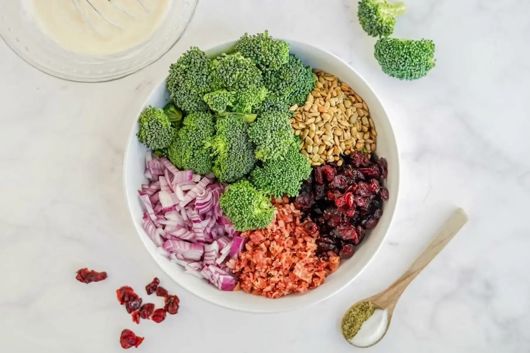 Broccoli Salad for Thanksgiving Side Dish with Bacon and Sweet Dressing 16 1. Chop the Ingredients