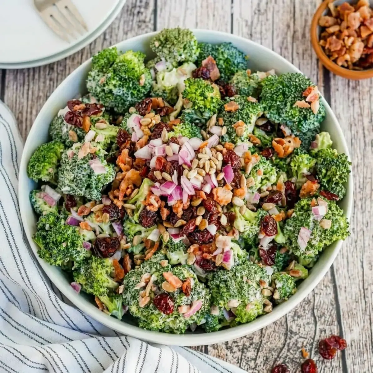 Broccoli Salad for Thanksgiving Side Dish with Bacon and Sweet Dressing 14 Homemade Dressing