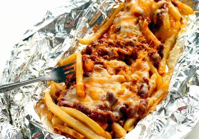Campfire Chili Cheese Fries Tin Foil Dinner for Easy Camping Meals 12 Campfire Chili Cheese Fries Tin Foil Dinner