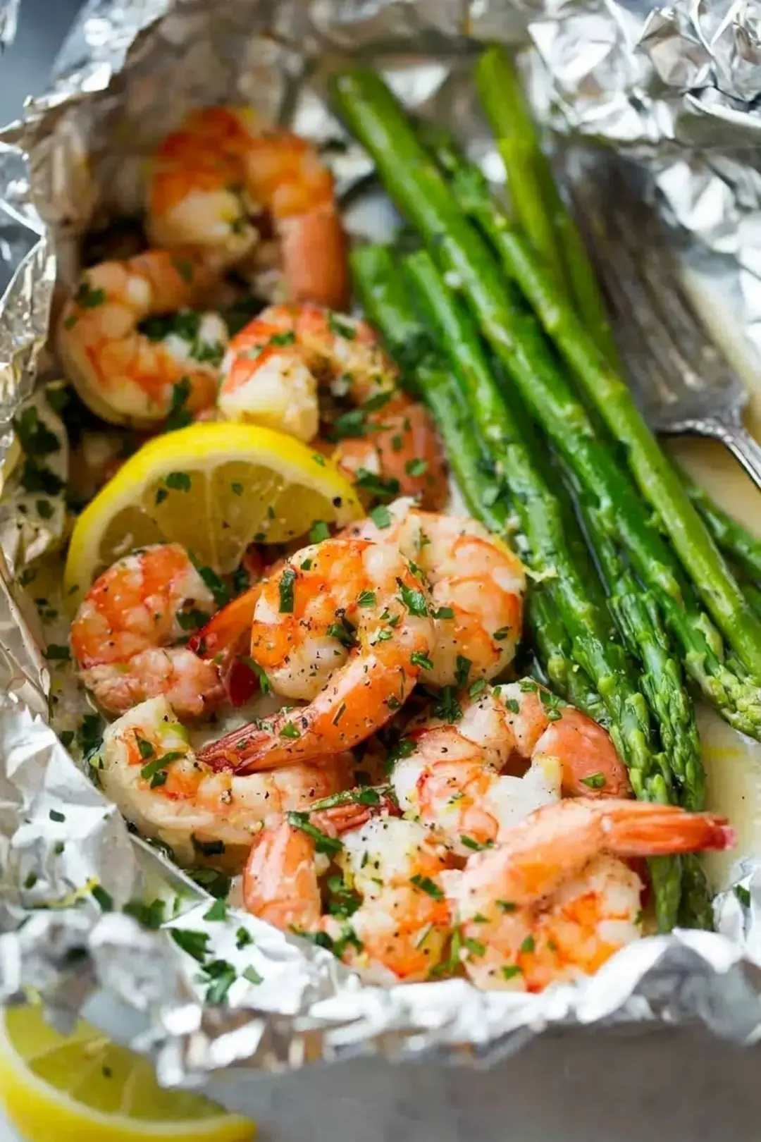 24. Shrimp and Asparagus Foil Packs