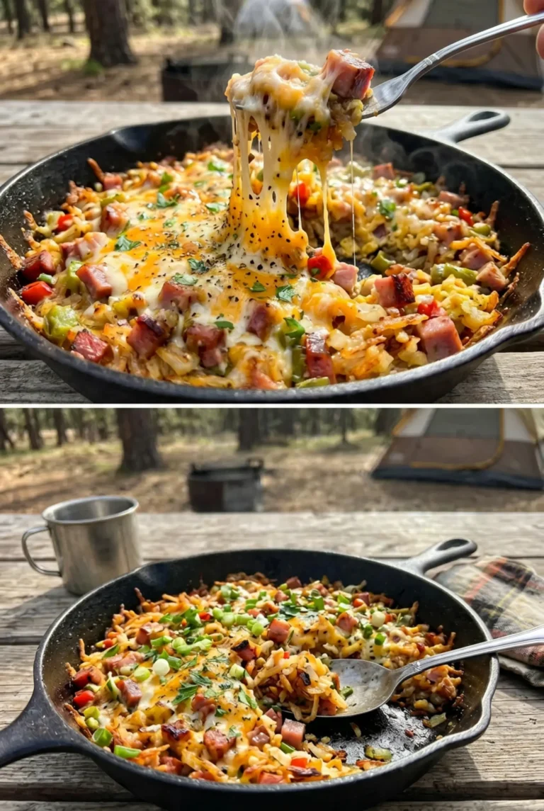 Cheesy Western Skillet With Hash Browns And Ham