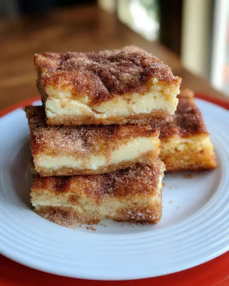 Churro Cheesecake Bars with Creamy Cheesecake Filling 4 Fresh Fruit Garnish