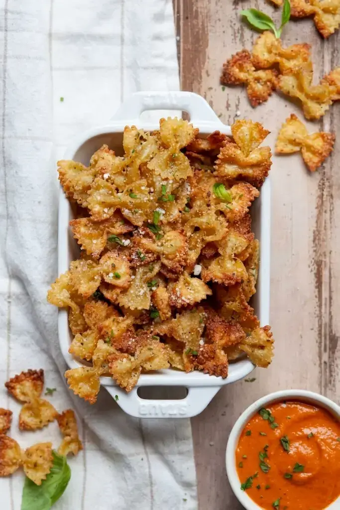 Step-by-step how to make pasta chips in the air fryer