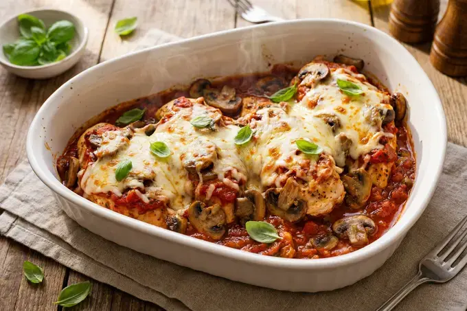 Easy Mozzarella Chicken Mushrooms One Pan Dinner 11 How to make Mozzarella Chicken