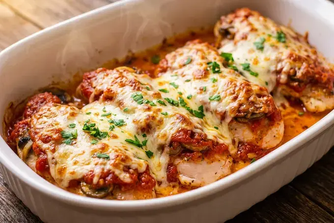 Easy Mozzarella Chicken Mushrooms One Pan Dinner 13 How to make Mozzarella Chicken