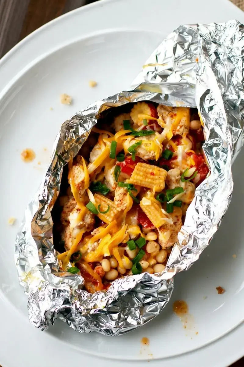 Campfire Tex Mex White Bean Chicken Packets