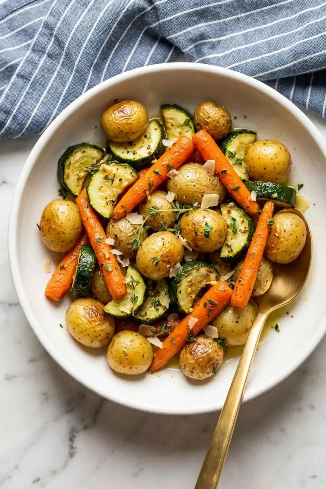 Ingredients list for the Garlic Herb Roasted Potatoes Carrots and Zucchini