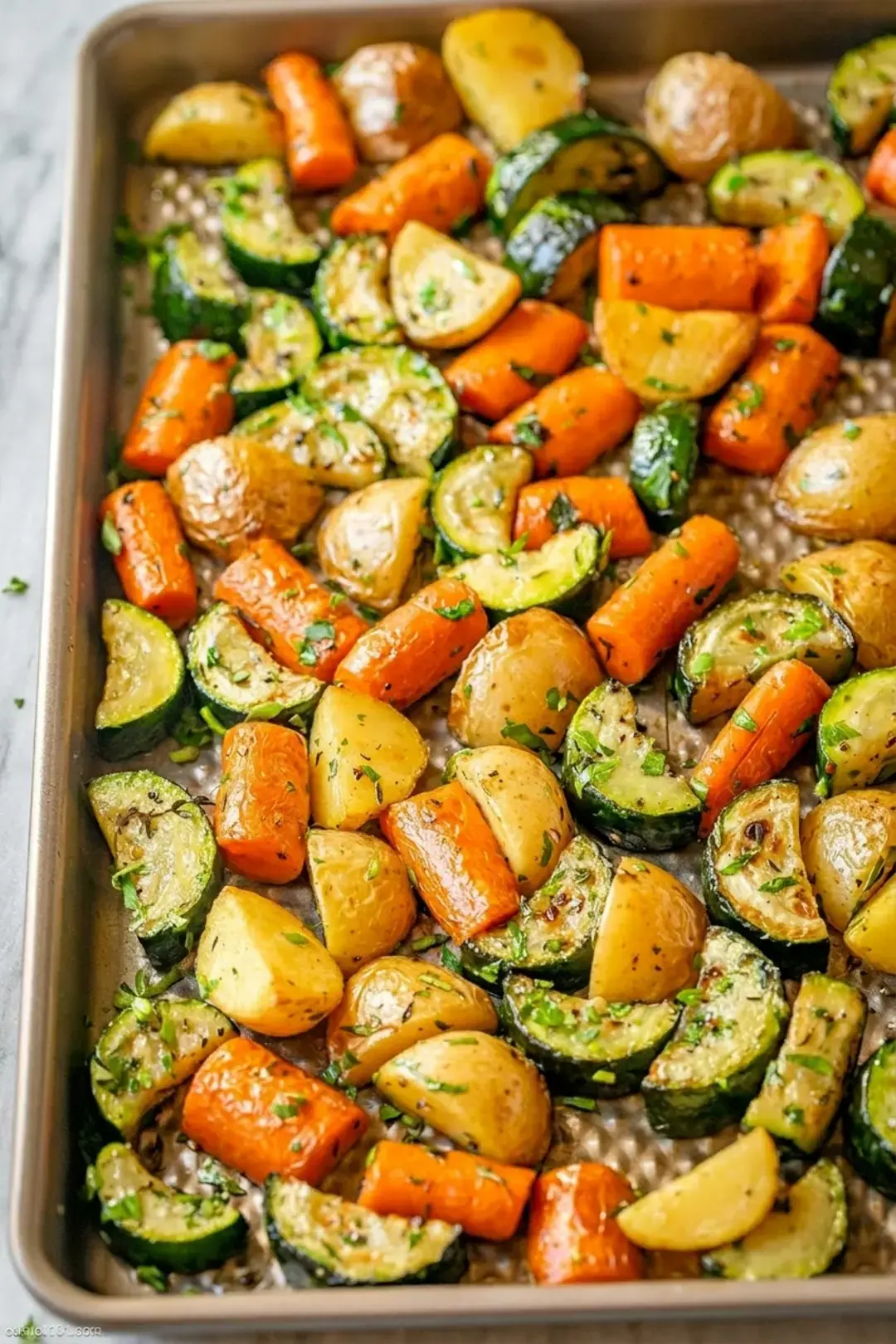 Ingredients list for the Garlic Herb Roasted Potatoes Carrots and Zucchini
