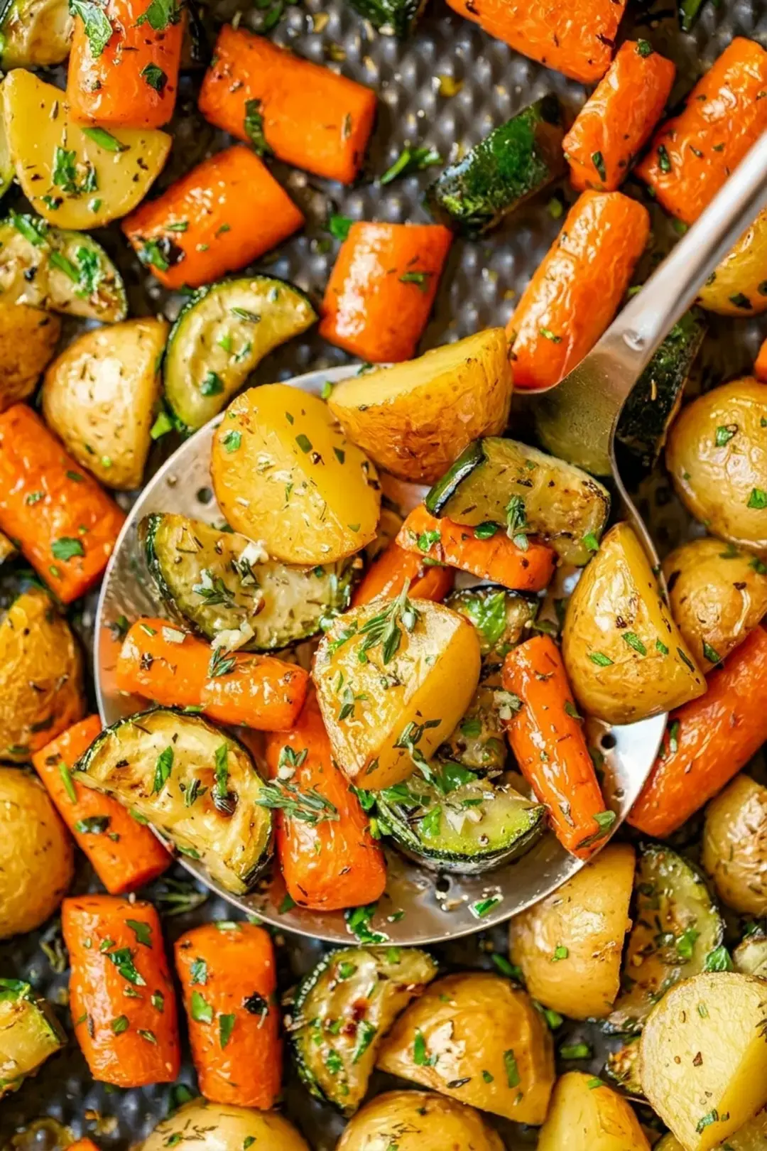 Ingredients list for the Garlic Herb Roasted Potatoes Carrots and Zucchini