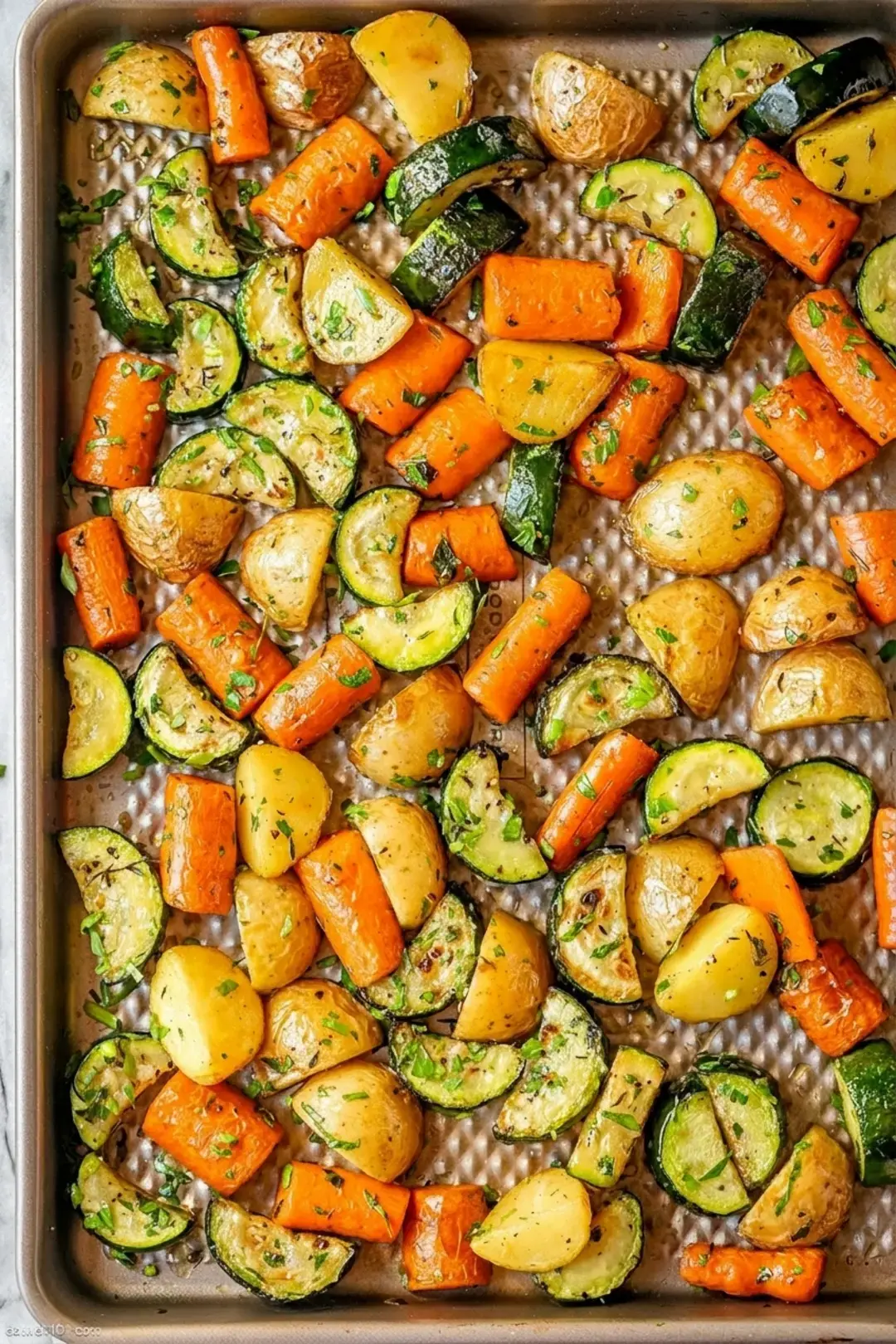 Ingredients list for the Garlic Herb Roasted Potatoes Carrots and Zucchini