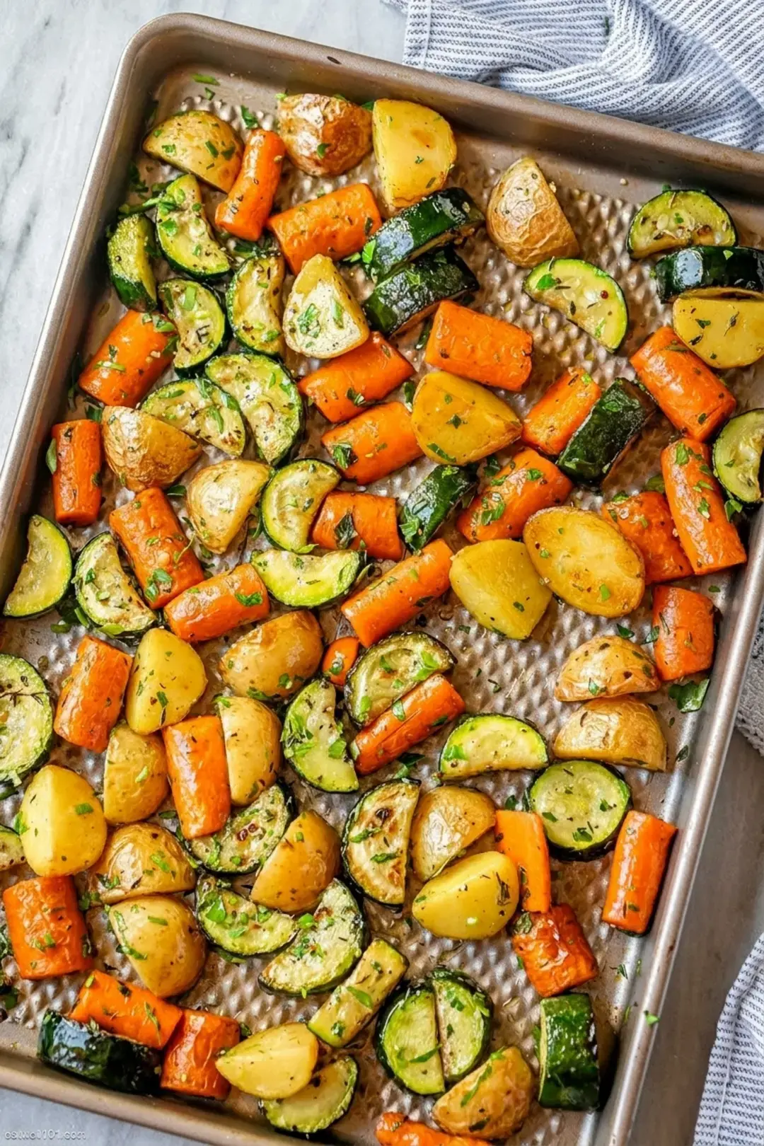 Ingredients list for the Garlic Herb Roasted Potatoes Carrots and Zucchini