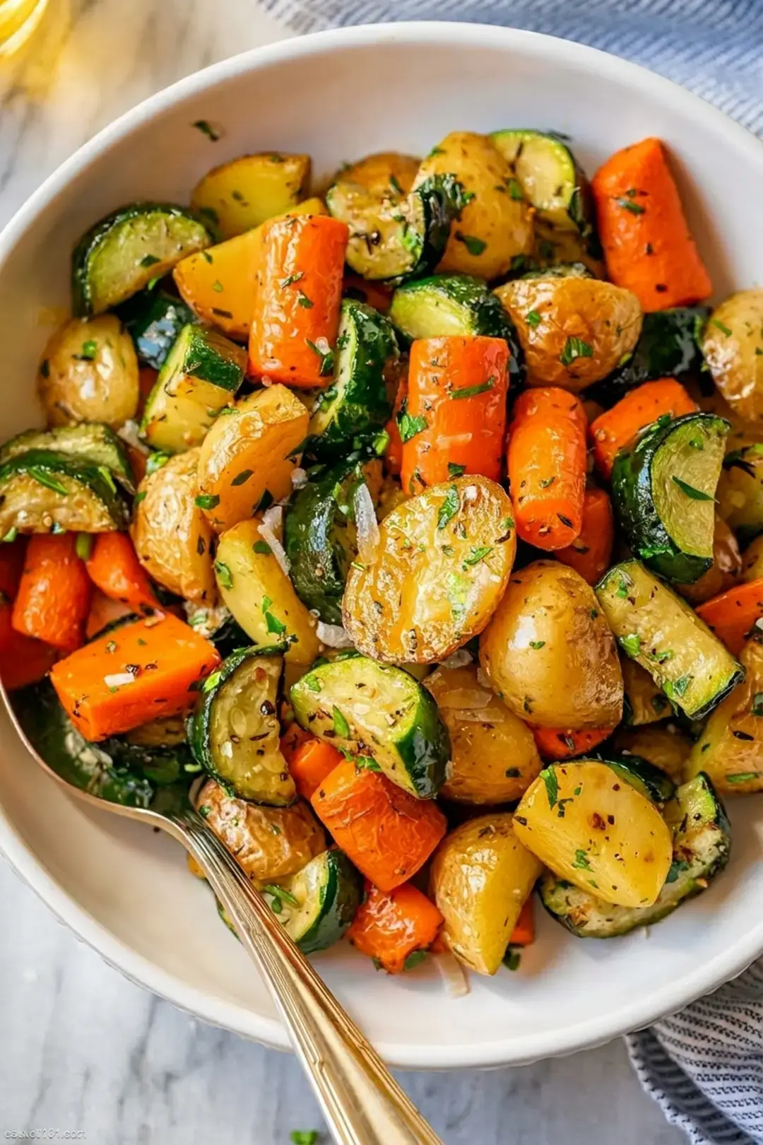 Tips for the Garlic Herb Roasted Potatoes Carrots and Zucchini recipe
