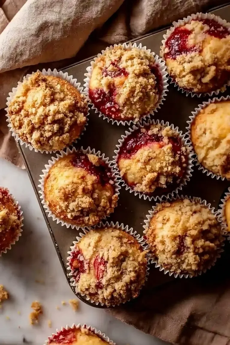 Golden Rhubarb Crumble Muffins