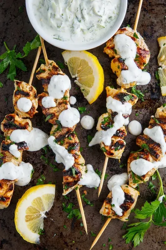 Grilled Chicken Souvlaki and Gyros