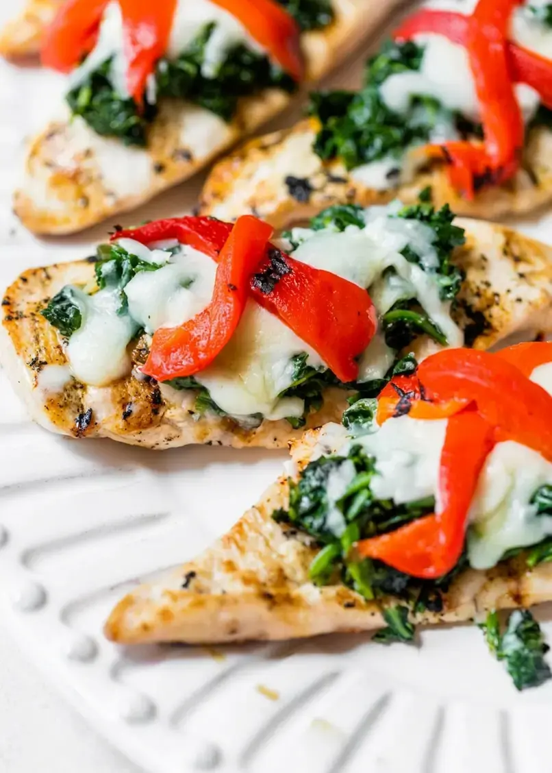 Grilled Chicken with Spinach and Melted Mozzarella