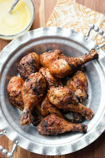 Grilled Moroccan Chicken and Garlic Sauce